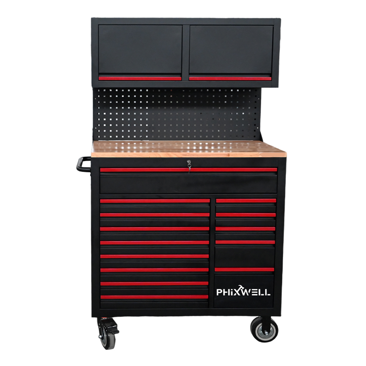719522 PHIXWELL Multifunctional 14 drawers Tool Workstation with hanging cabinet