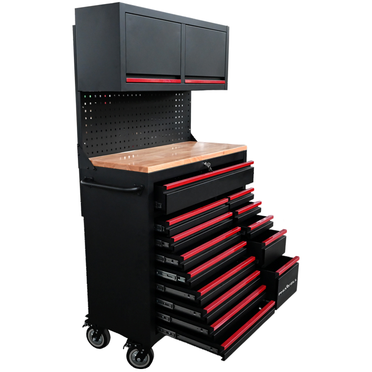719522 PHIXWELL Multifunctional 14 drawers Tool Workstation with hanging cabinet