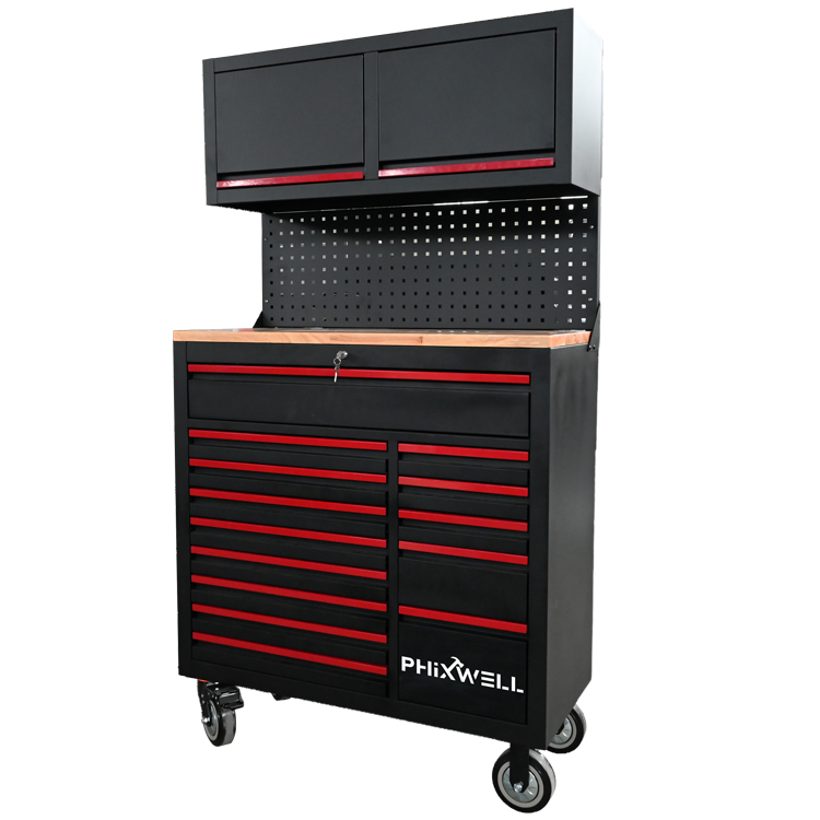719522 PHIXWELL Multifunctional 14 drawers Tool Workstation with hanging cabinet