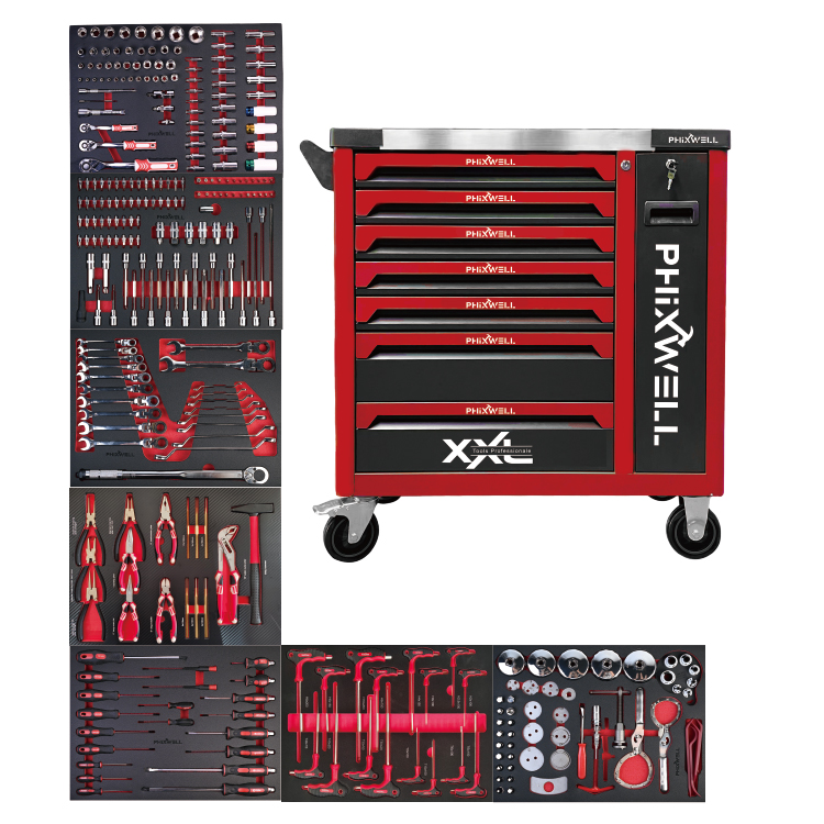 719509 PHIXWELL 7 drawers tool storage cabinet with 309pcs tool set