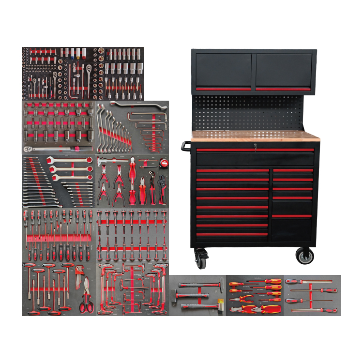 719522 PHIXWELL Multifunctional 14 drawers Tool Workstation with hanging cabinet