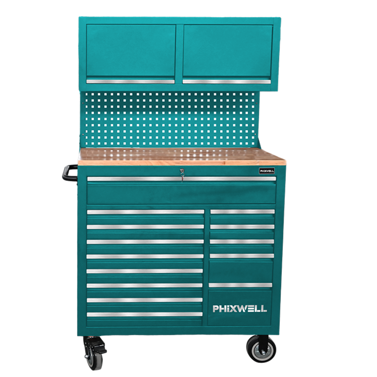 719522 PHIXWELL Multifunctional 14 drawers Tool Workstation with hanging cabinet