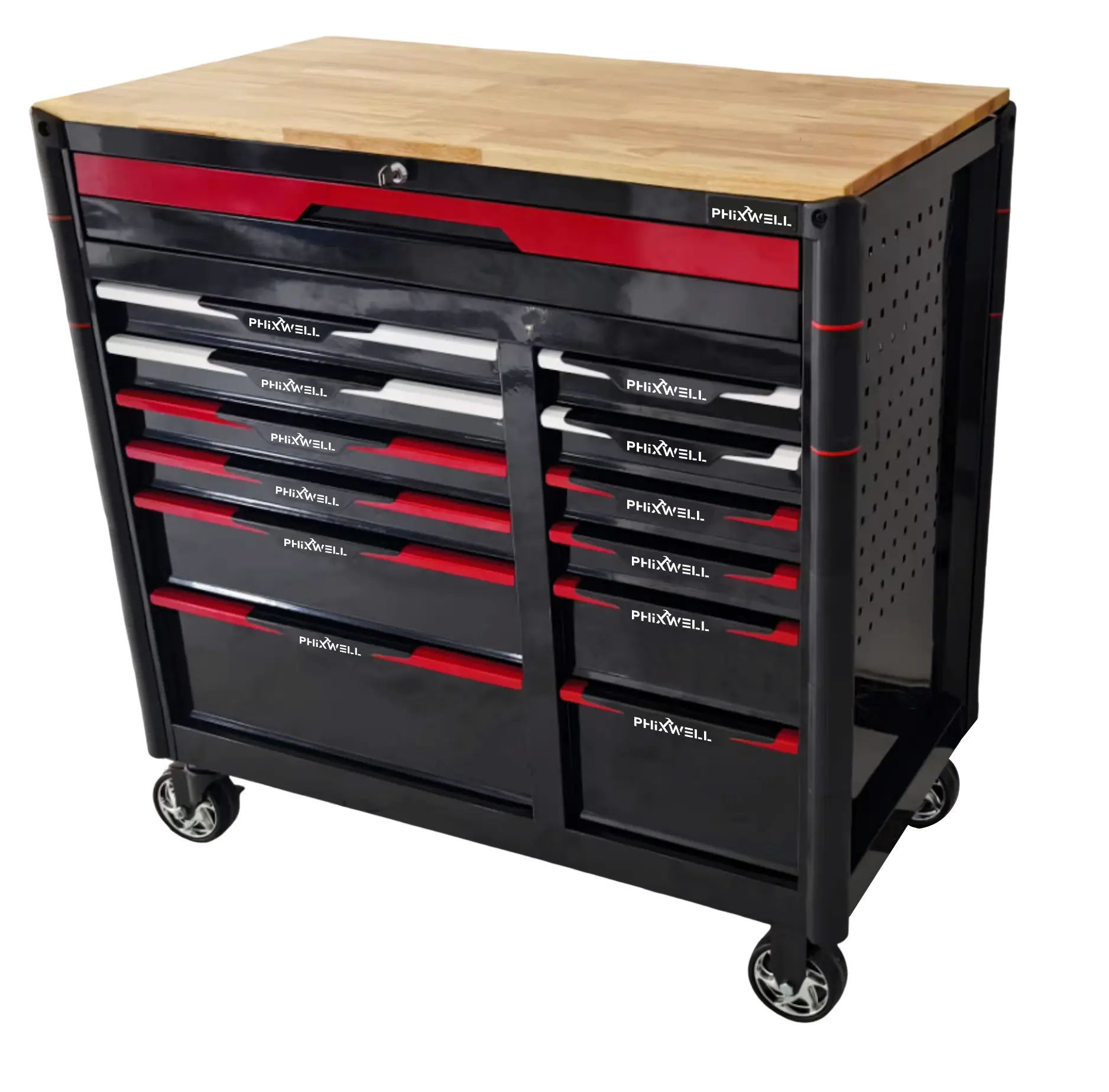 Phixwell 719518 Large 13-Drawer Tool Cabinet with Welded Drawer Bottoms